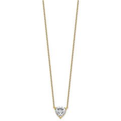 14k 4 carat Lab Grown Diamond VS+ F+ Heart Complete 18 inch Four Prong Pendant Necklace
