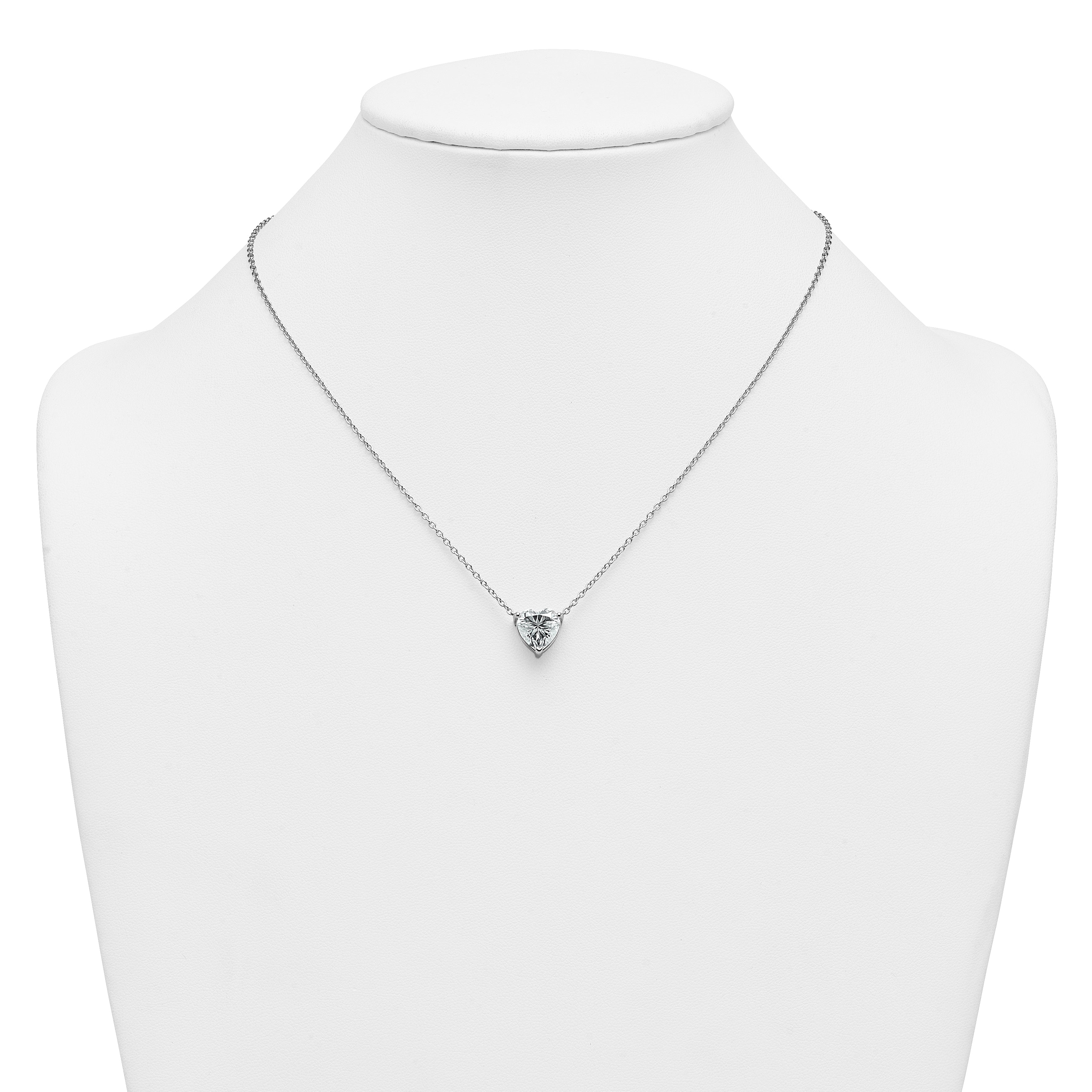 14k 4 carat Lab Grown Diamond VS+ F+ Heart Complete 18 inch Four Prong Pendant Necklace