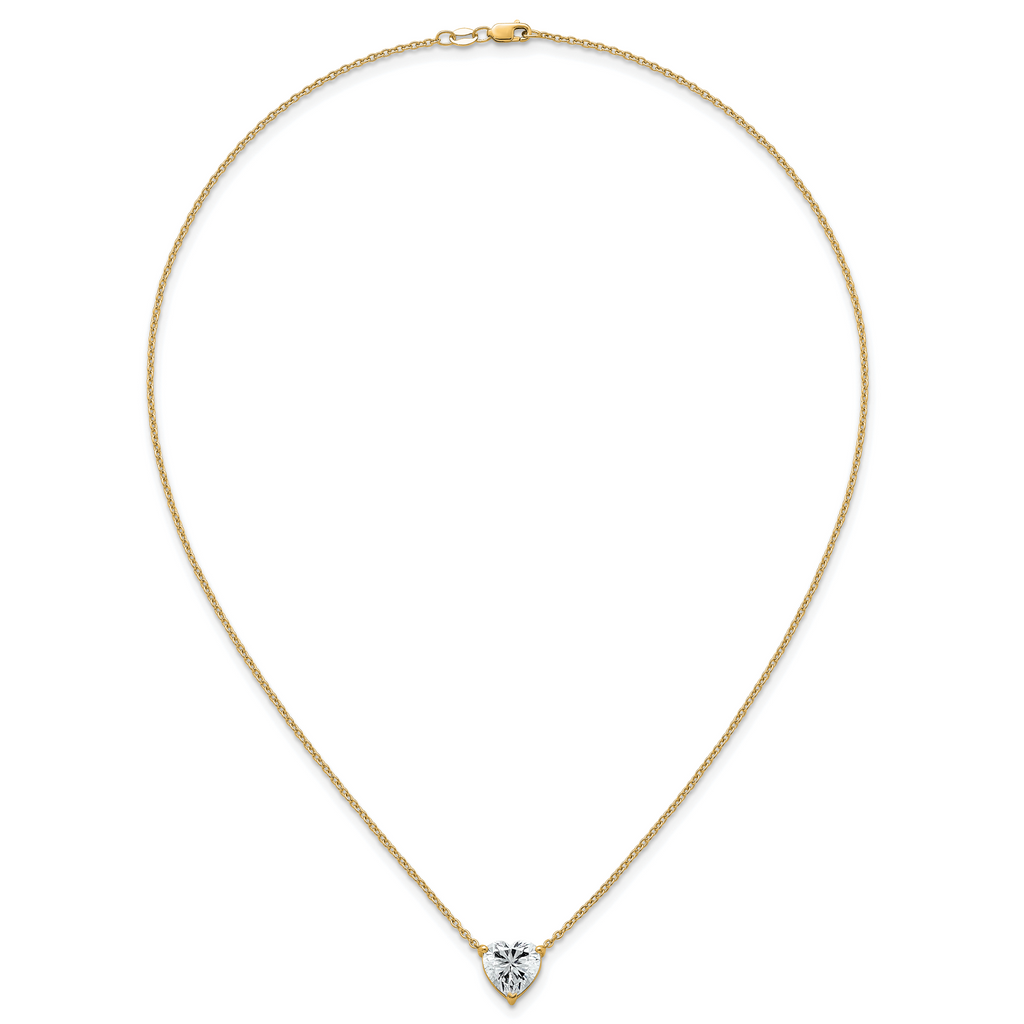 14k 4 carat Certified Lab Grown Diamond VS+ F+ Heart Complete 18 inch Four Prong Pendant Necklace