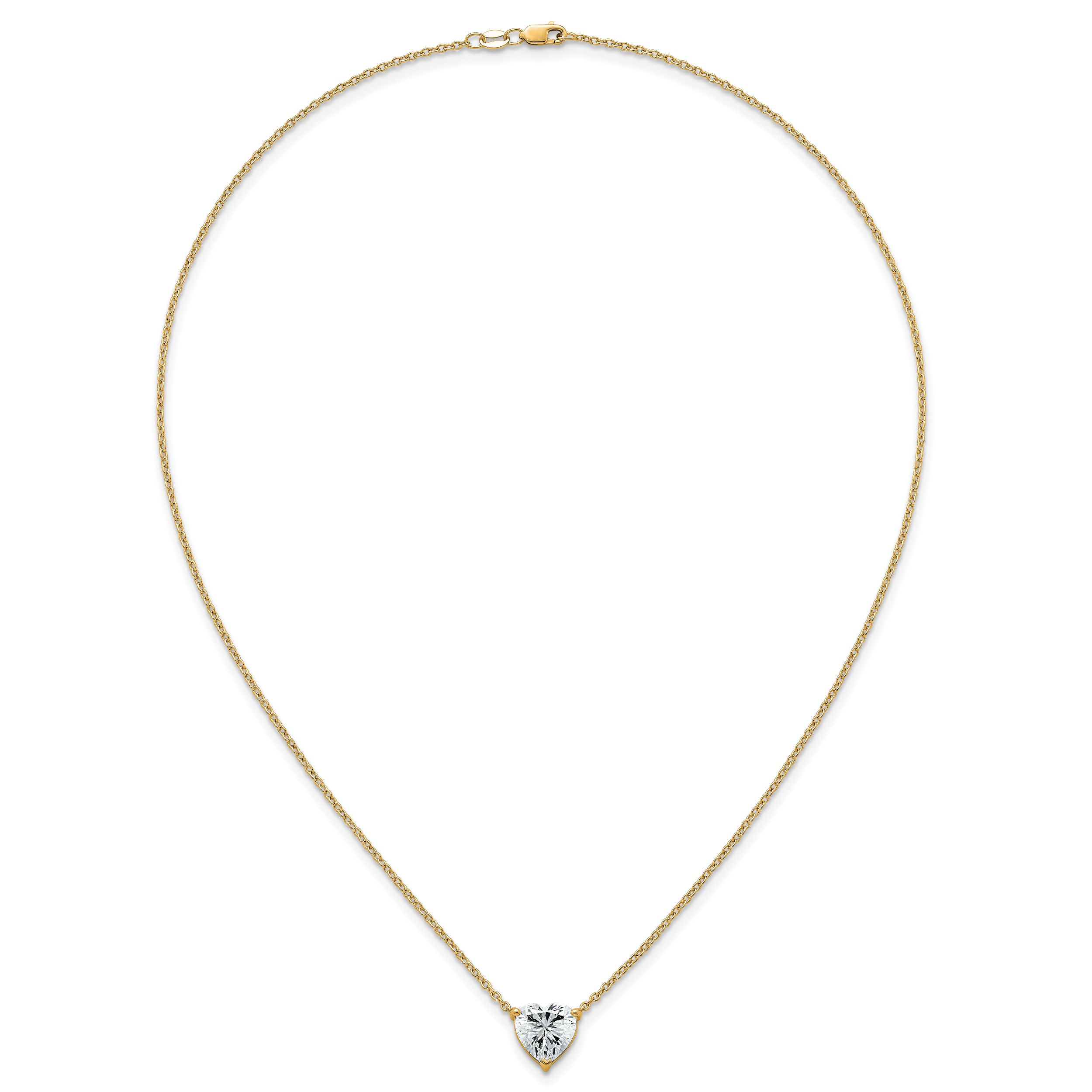 14k 4 carat Certified Lab Grown Diamond VS+ F+ Heart Complete 18 inch Four Prong Pendant Necklace