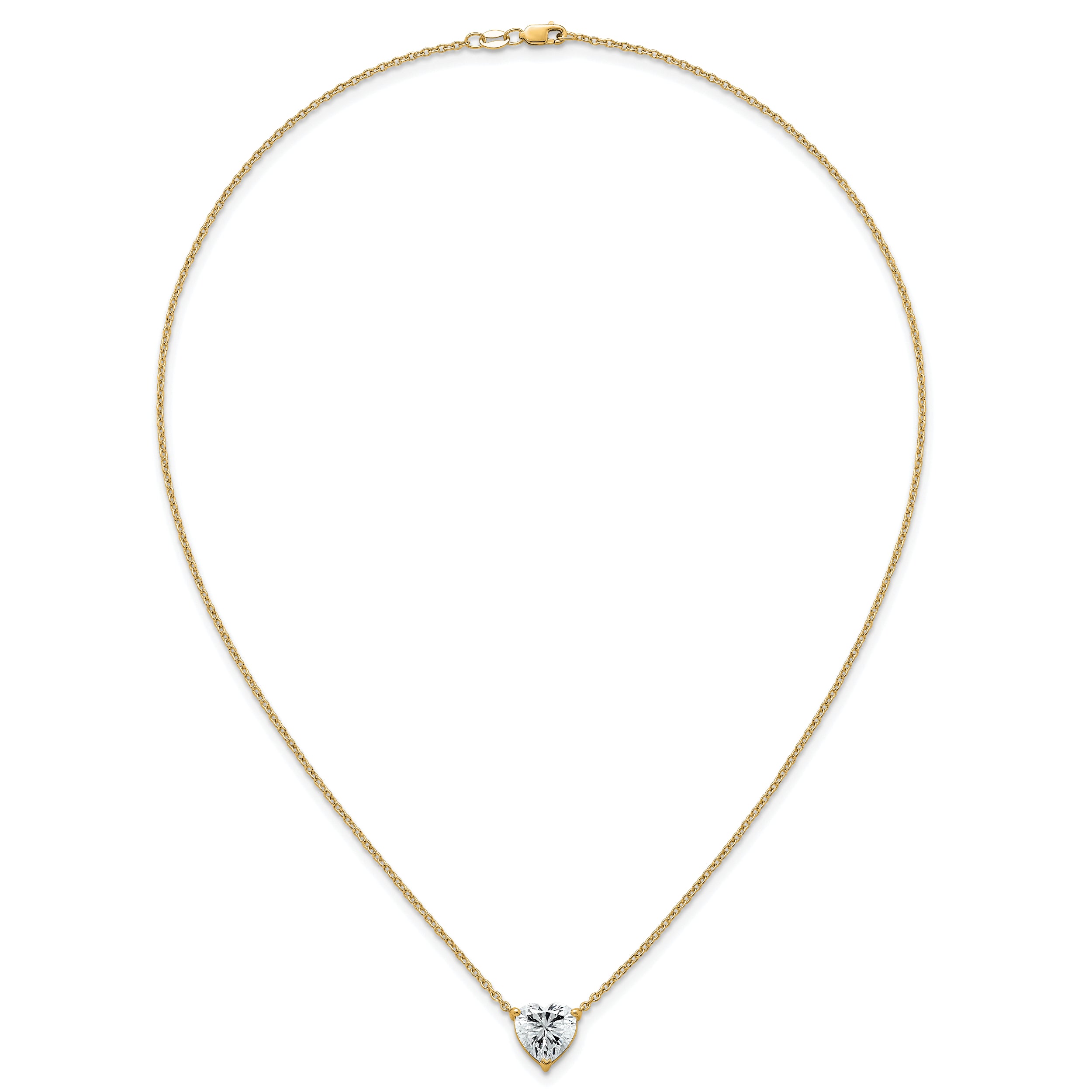 14k 4 carat Lab Grown Diamond VS+ F+ Heart Complete 18 inch Four Prong Pendant Necklace