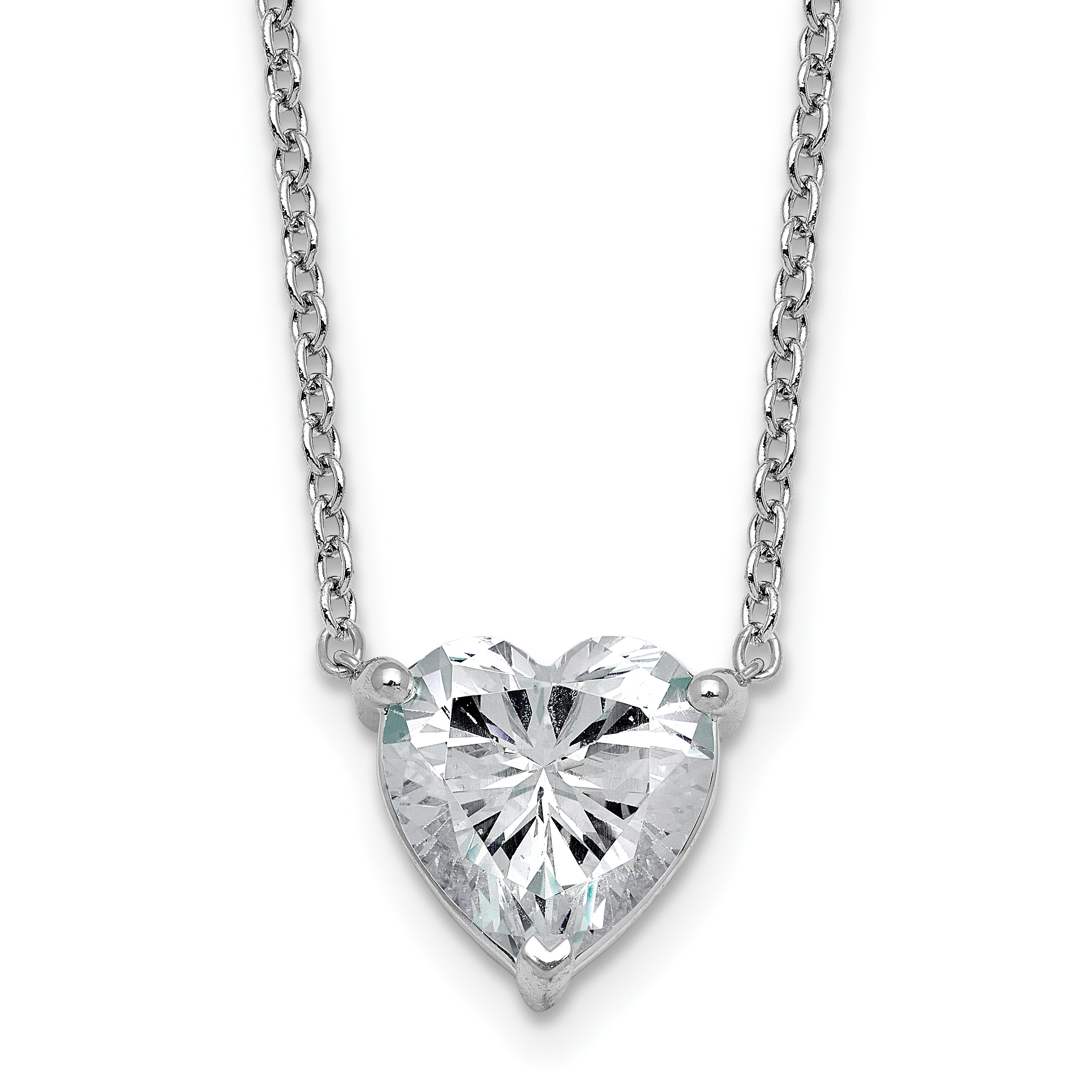 14k 4 carat Certified Lab Grown Diamond VS+ F+ Heart Complete 18 inch Four Prong Pendant Necklace Main image