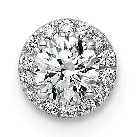 14k White Gold 1/3 carat Lab Grown Diamond VS+ F+ Round Complete Halo Chain Slide Pendant Main image