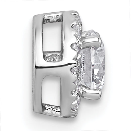 14k White Gold 5/8 carat Lab Grown Diamond VS+ F+ Round Complete Halo Chain Slide Pendant