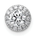 14k White Gold 5/8 carat Lab Grown Diamond VS+ F+ Round Complete Halo Chain Slide Pendant