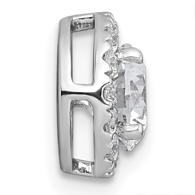 14k White Gold 1 1/4 carat Lab Grown Diamond VS+ F+ Round Complete Halo Chain Slide Pendant