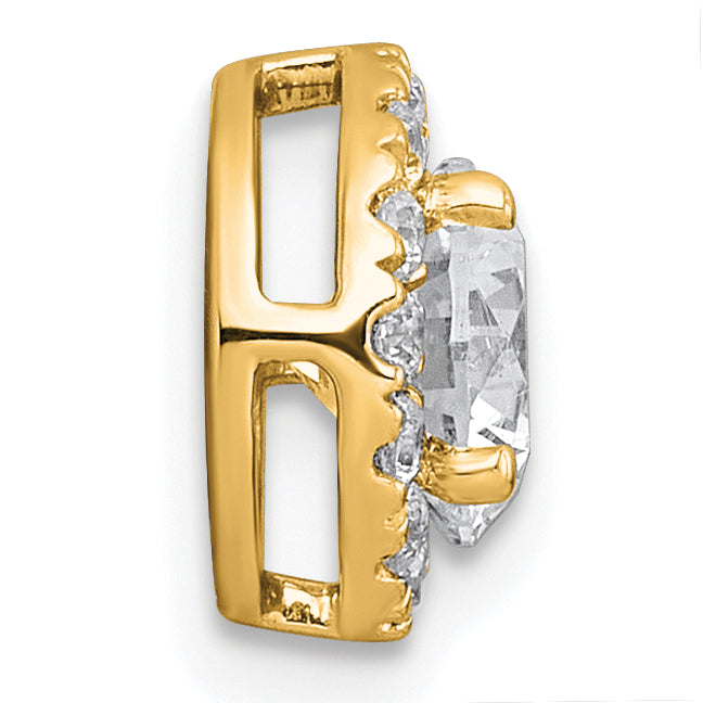 14k 1 1/4 carat Lab Grown Diamond VS+ F+ Round Complete Halo Chain Slide Pendant