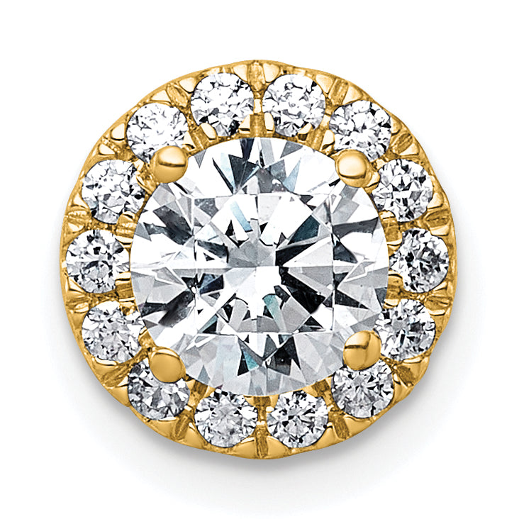 14k 1 1/4 carat Lab Grown Diamond VS+ F+ Round Complete Halo Chain Slide Pendant Main image