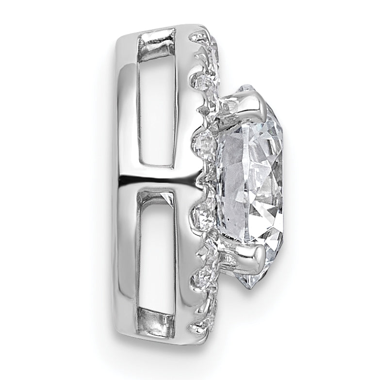 14k White Gold 1 7/8 carat Lab Grown Diamond VS+ F+ Round Complete Halo Chain Slide Pendant