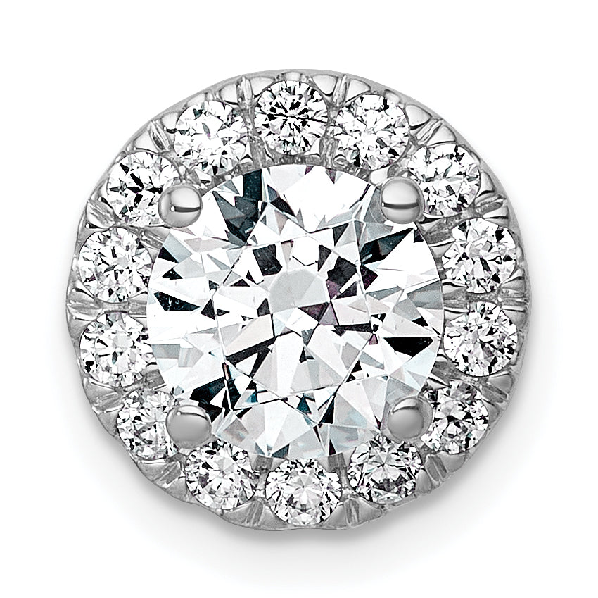 14k White Gold 1 7/8 carat Certified Lab Grown Diamond VS+ F+ Round Complete Halo Chain Slide Pendant