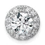 14k White Gold 1 7/8 carat Certified Lab Grown Diamond VS+ F+ Round Complete Halo Chain Slide Pendant
