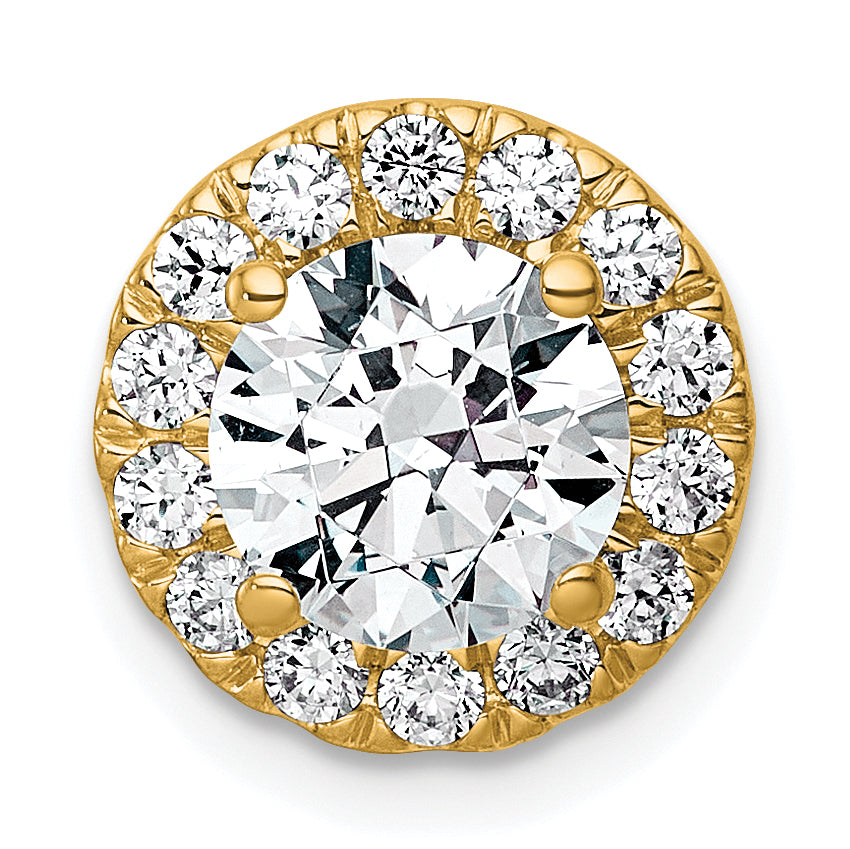 14k 1 7/8 carat Lab Grown Diamond VS+ F+ Round Complete Halo Chain Slide Pendant