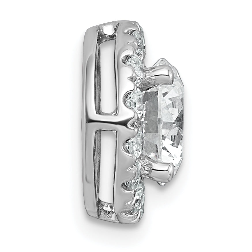 14k White Gold 2 1/2 carat Lab Grown Diamond VS+ F+ Round Complete Halo Chain Slide Pendant