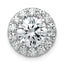 14k White Gold 2 1/2 carat Certified Lab Grown Diamond VS+ F+ Round Complete Halo Chain Slide Pendant