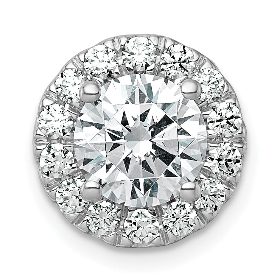 14k White Gold 2 1/2 carat Lab Grown Diamond VS+ F+ Round Complete Halo Chain Slide Pendant