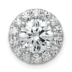 14k White Gold 2 1/2 carat Lab Grown Diamond VS+ F+ Round Complete Halo Chain Slide Pendant