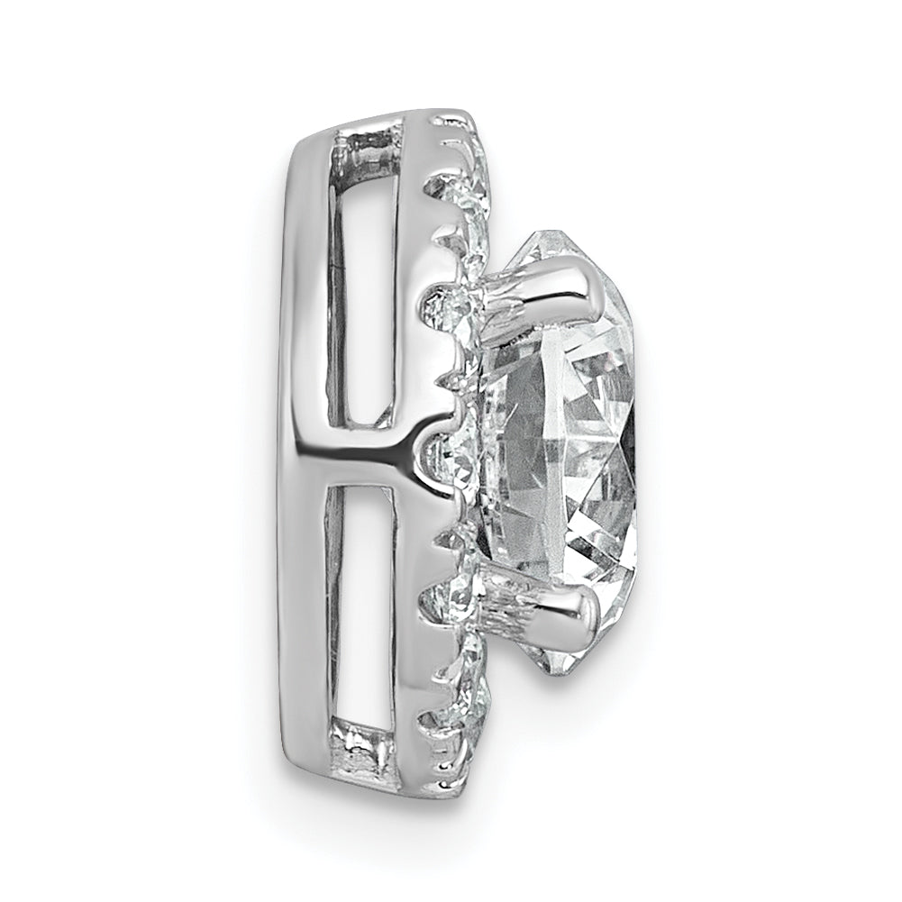 14k White Gold 3 carat Lab Grown Diamond VS+ F+ Round Complete Halo Chain Slide Pendant