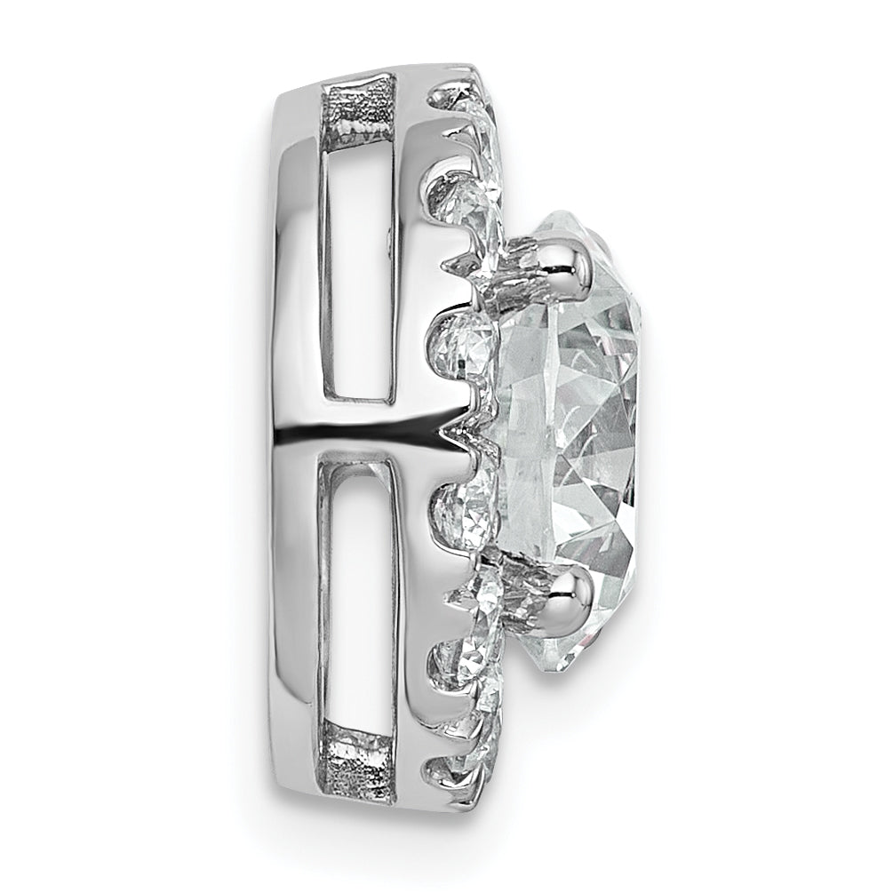 14k White Gold 3 3/4 carat Certified Lab Grown Diamond VS+ F+ Round Complete Halo Chain Slide Pendant