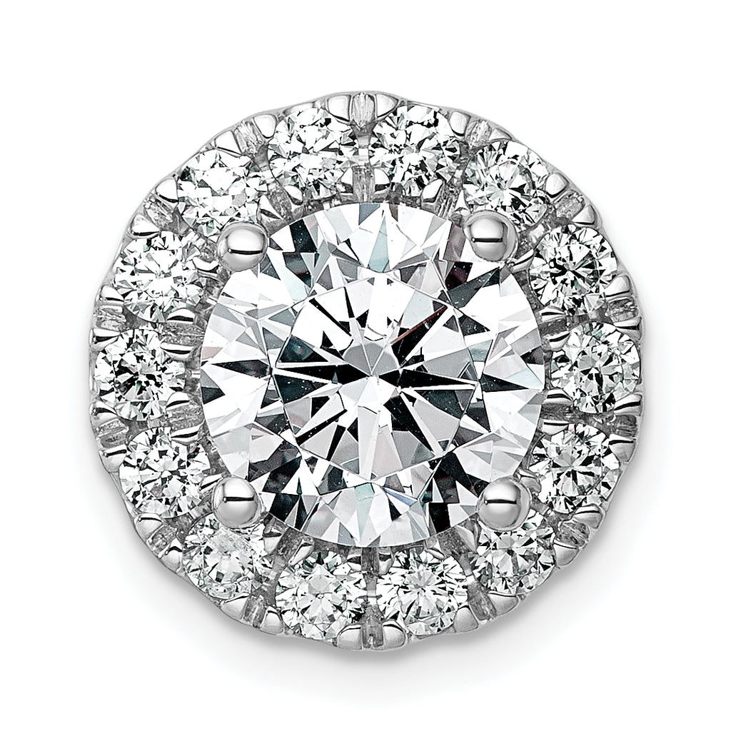 14k White Gold 3 3/4 carat Lab Grown Diamond VS+ F+ Round Complete Halo Chain Slide Pendant