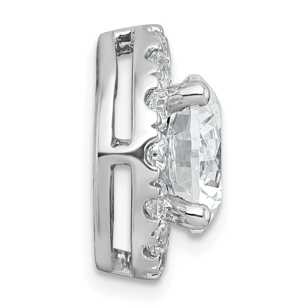 14k White Gold 5 carat Lab Grown Diamond VS+ F+ Round Complete Halo Chain Slide Pendant