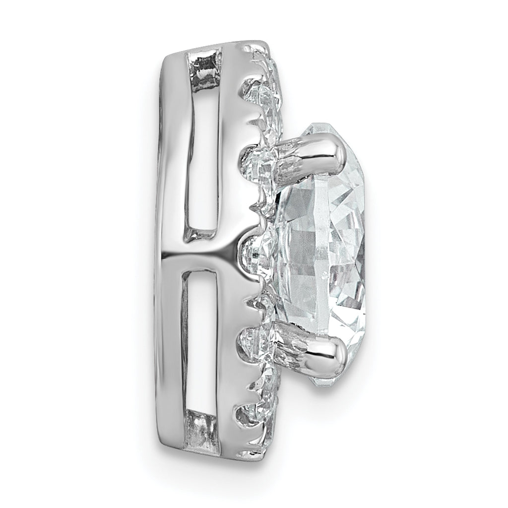 14k White Gold 5 carat Lab Grown Diamond VS+ F+ Round Complete Halo Chain Slide Pendant