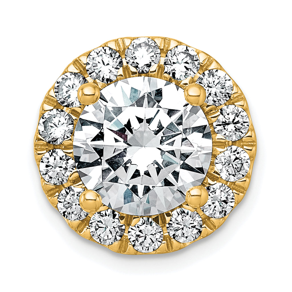 14k 5 carat Lab Grown Diamond VS+ F+ Round Complete Halo Chain Slide Pendant