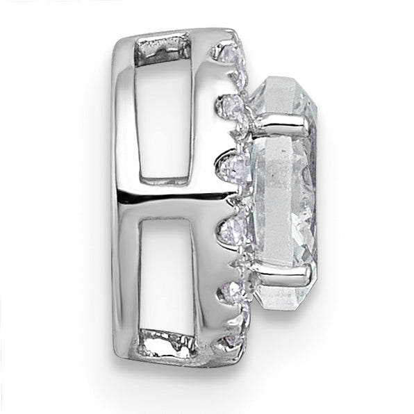14k White Gold 5/8 carat Lab Grown Diamond VS+ F+ Round Complete Halo Chain Slide Pendant