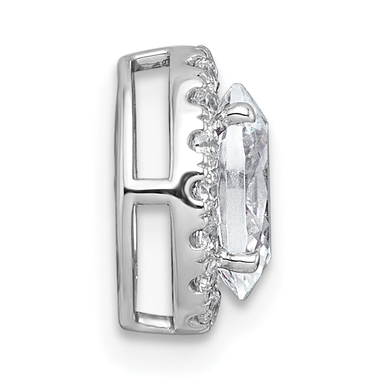 14k White Gold 1 1/5 carat Certified Lab Grown Diamond VS+ F+ Round Complete Halo Chain Slide Pendant