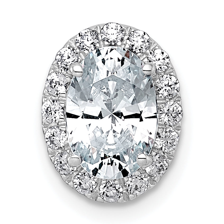 14k White Gold 1 3/4 carat Lab Grown Diamond VS+ F+ Round Complete Halo Chain Slide Pendant Main image