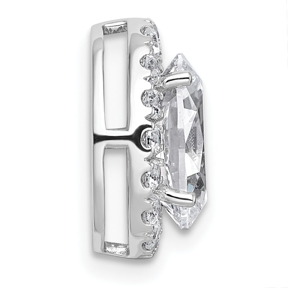 14k White Gold 2 3/8 carat Lab Grown Diamond VS+ F+ Round Complete Halo Chain Slide Pendant