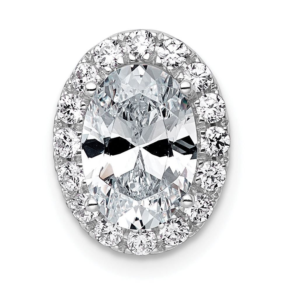 14k White Gold 2 3/8 carat Certified Lab Grown Diamond VS+ F+ Round Complete Halo Chain Slide Pendant
