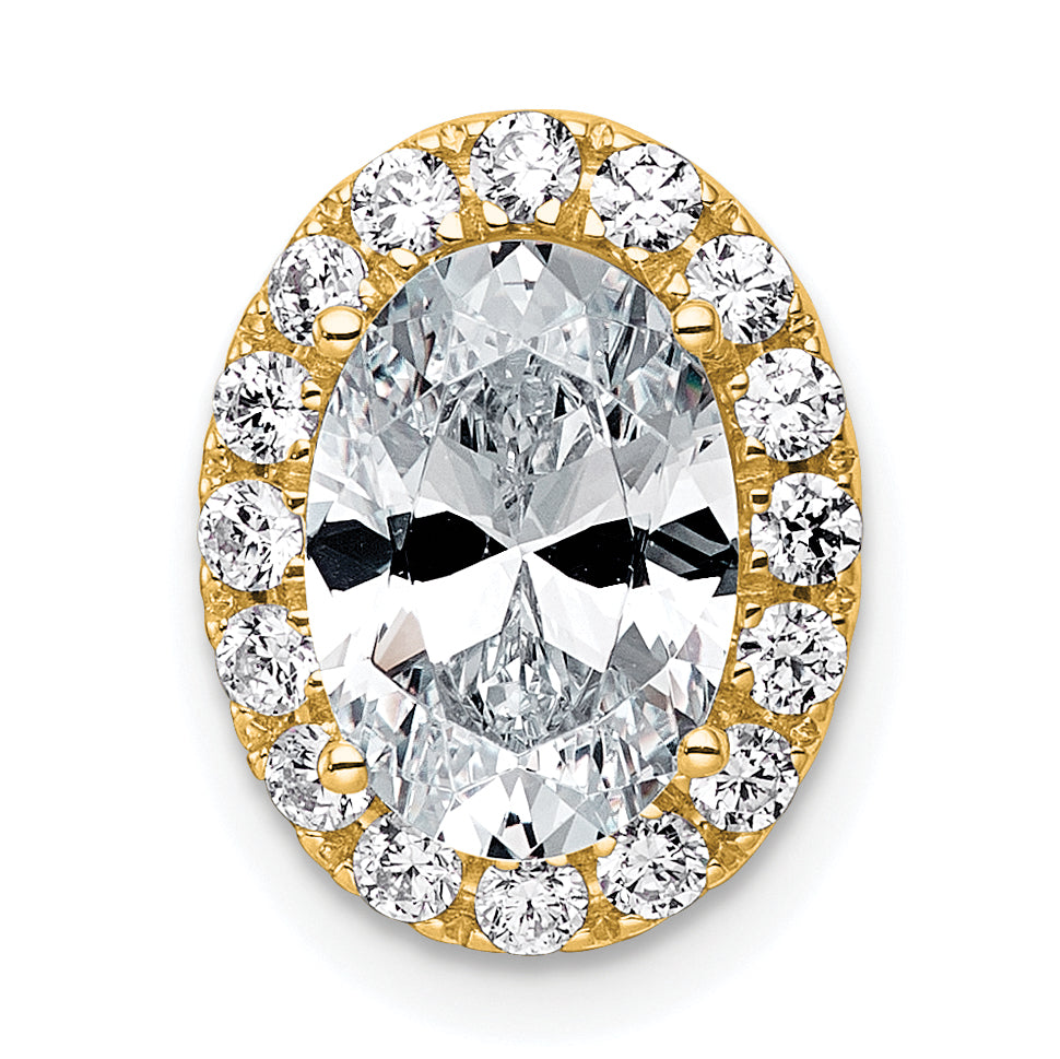 14k 2 3/8 carat Lab Grown Diamond VS+ F+ Round Complete Halo Chain Slide Pendant