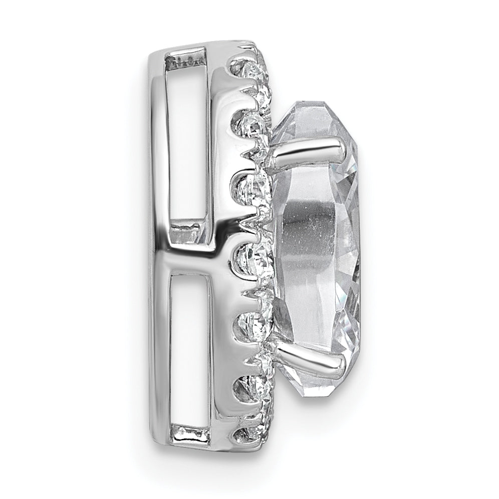 14k White Gold 2 7/8 carat Lab Grown Diamond VS+ F+ Round Complete Halo Chain Slide Pendant