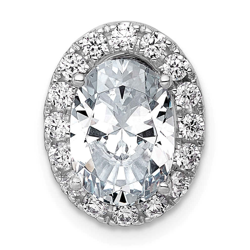 14k White Gold 2 7/8 carat Lab Grown Diamond VS+ F+ Round Complete Halo Chain Slide Pendant