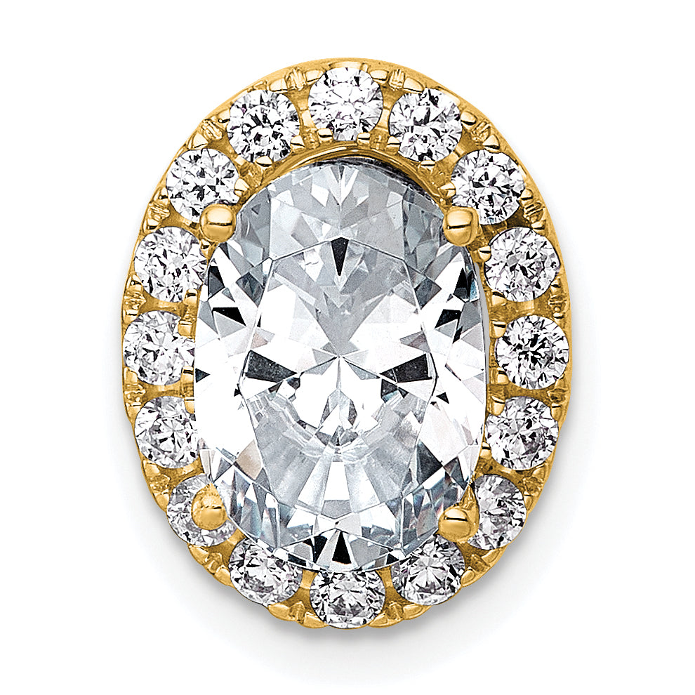 14k 2 7/8 carat Lab Grown Diamond VS+ F+ Round Complete Halo Chain Slide Pendant