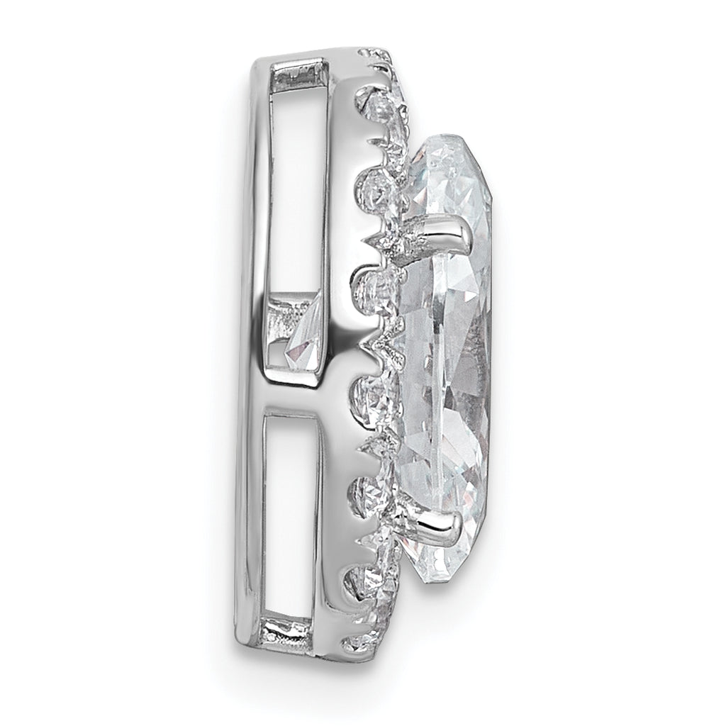 14k White Gold 3 3/4 carat Certified Lab Grown Diamond VS+ F+ Round Complete Halo Chain Slide Pendant