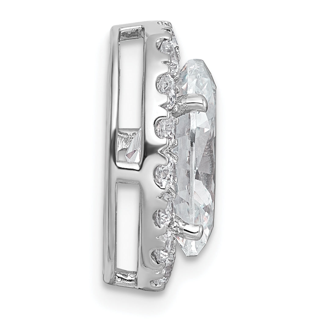 14k White Gold 3 3/4 carat Certified Lab Grown Diamond VS+ F+ Round Complete Halo Chain Slide Pendant
