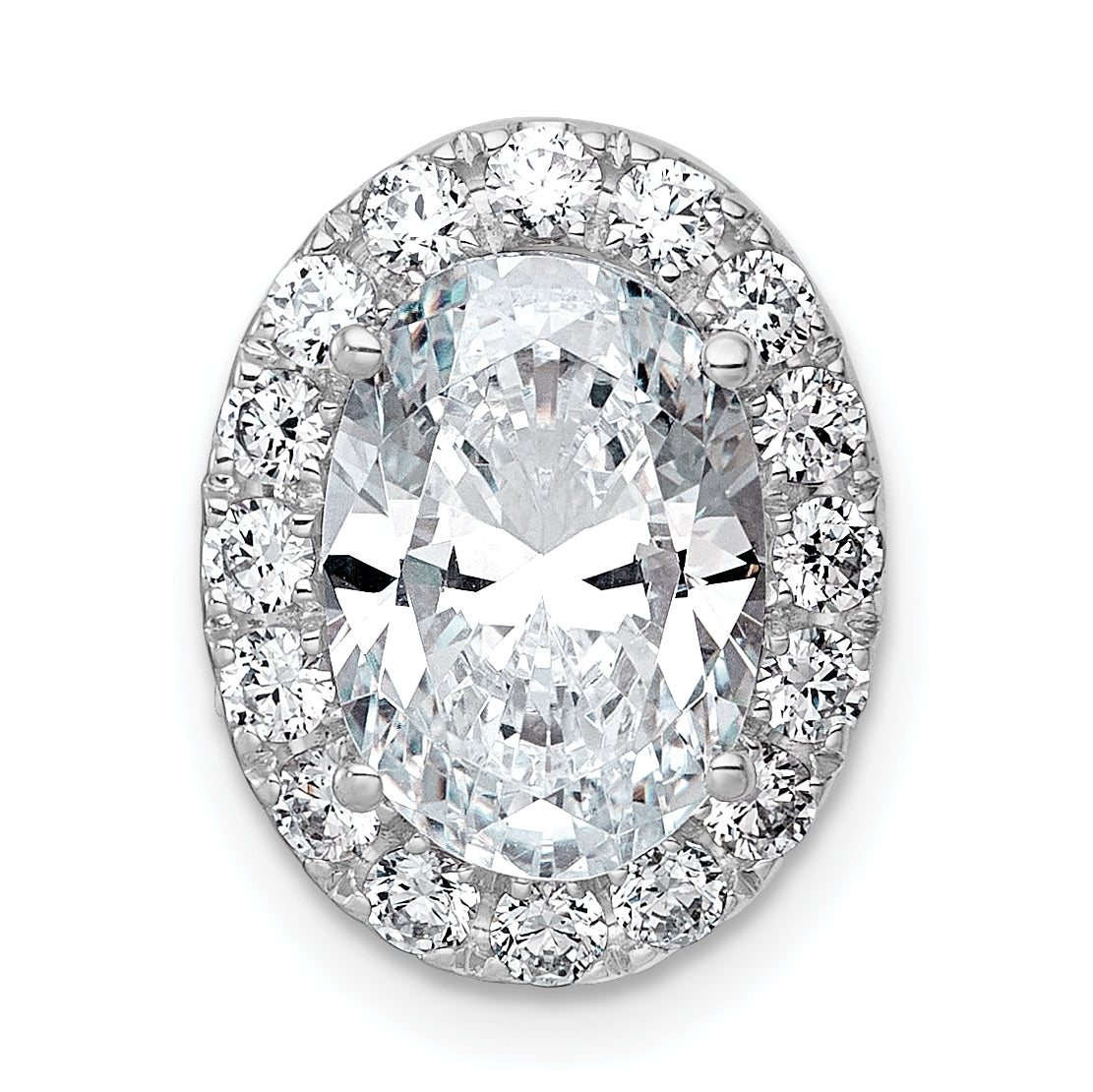 14k White Gold 3 3/4 carat Certified Lab Grown Diamond VS+ F+ Round Complete Halo Chain Slide Pendant Main image