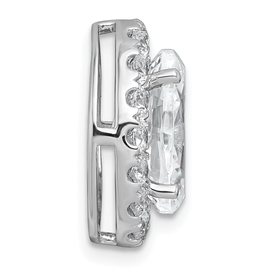 14k White Gold 4 3/4 carat Lab Grown Diamond VS+ F+ Round Complete Halo Chain Slide Pendant Secondary image