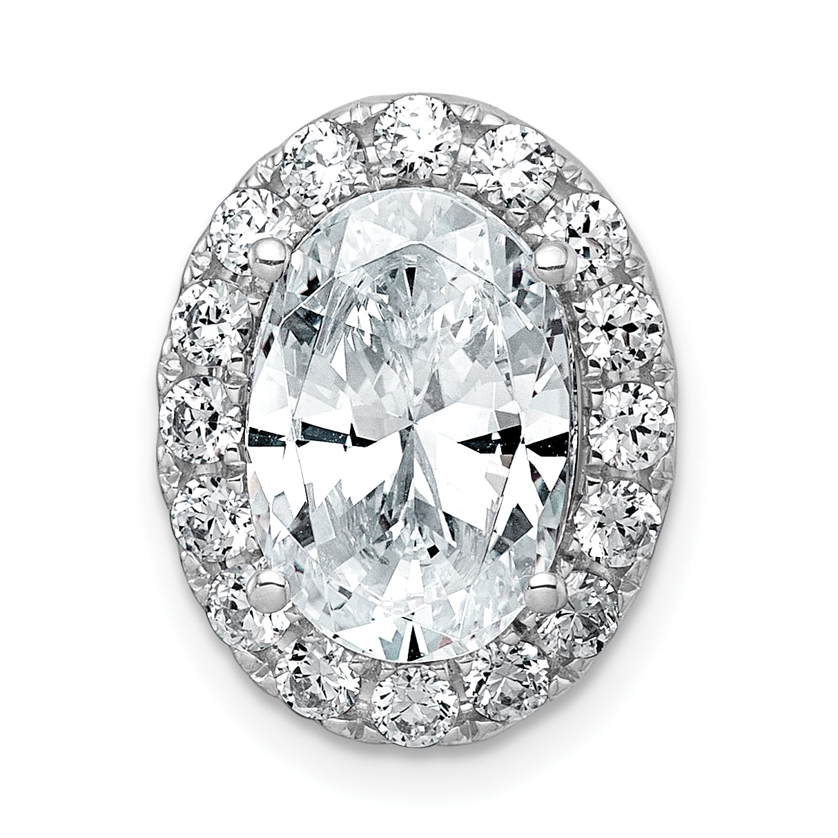 14k White Gold 4 3/4 carat Lab Grown Diamond VS+ F+ Round Complete Halo Chain Slide Pendant