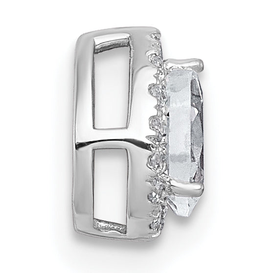 14k White Gold 1/3 carat Lab Grown Diamond VS+ F+ Pear Complete Halo Chain Slide Pendant