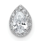 14k White Gold 1/3 carat Lab Grown Diamond VS+ F+ Pear Complete Halo Chain Slide Pendant