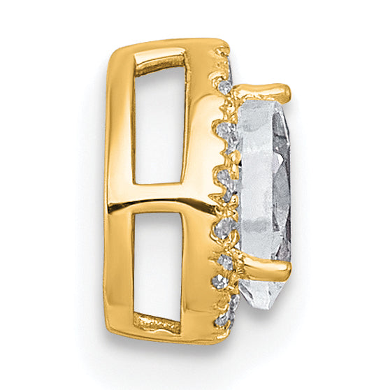 14k 1/3 carat Lab Grown Diamond VS+ F+ Pear Complete Halo Chain Slide Pendant