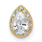 14k 1/3 carat Lab Grown Diamond VS+ F+ Pear Complete Halo Chain Slide Pendant