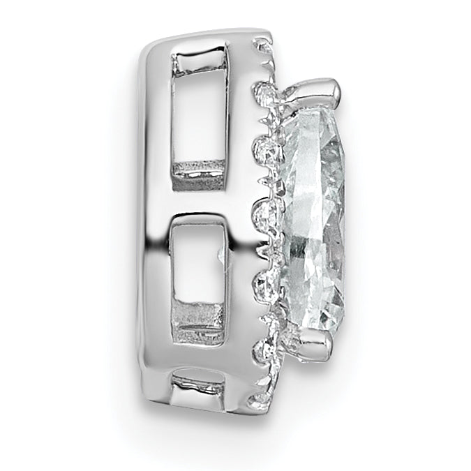 14k White Gold 5/8 carat Lab Grown Diamond VS+ F+ Pear Complete Halo Chain Slide Pendant Secondary image