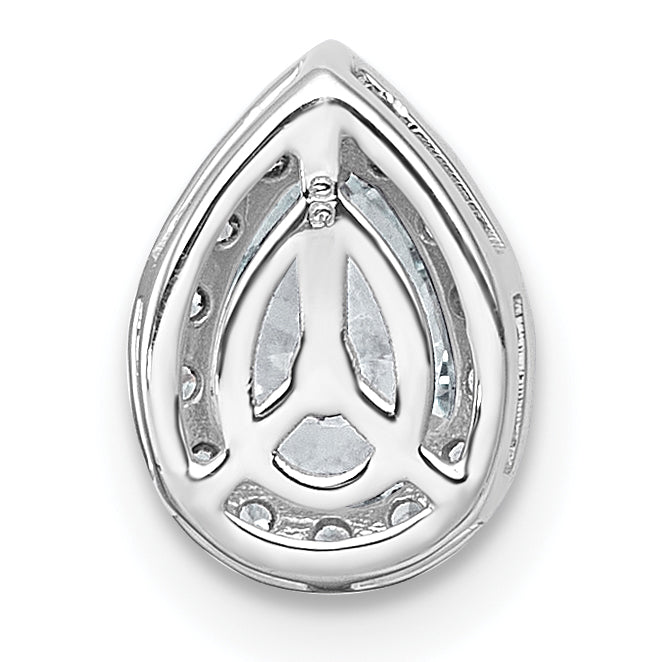 14k White Gold 5/8 carat Lab Grown Diamond VS+ F+ Pear Complete Halo Chain Slide Pendant