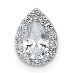 14k White Gold 5/8 carat Lab Grown Diamond VS+ F+ Pear Complete Halo Chain Slide Pendant
