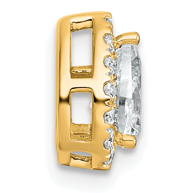 14k 5/8 carat Lab Grown Diamond VS+ F+ Pear Complete Halo Chain Slide Pendant