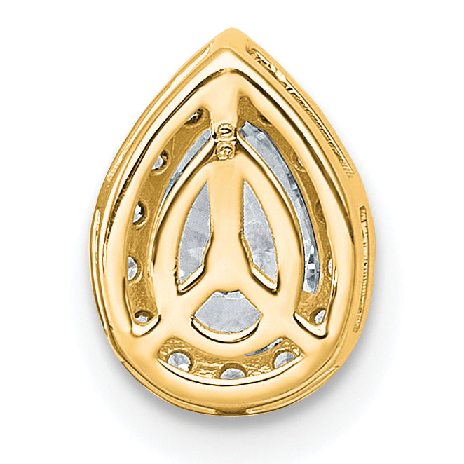 14k 5/8 carat Lab Grown Diamond VS+ F+ Pear Complete Halo Chain Slide Pendant