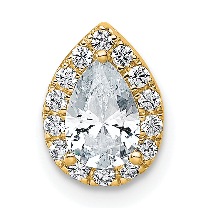 14k 5/8 carat Lab Grown Diamond VS+ F+ Pear Complete Halo Chain Slide Pendant Main image
